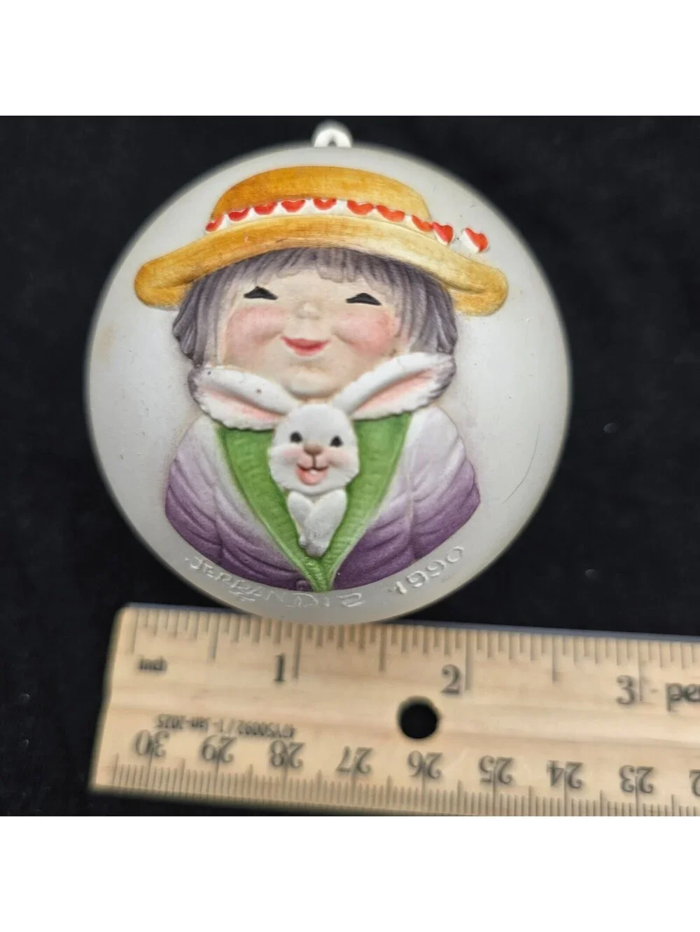 Vintage 1990 ANRI Schmid Juan Ferrandiz Christmas Ornament Girl Rabbit Italy 3”